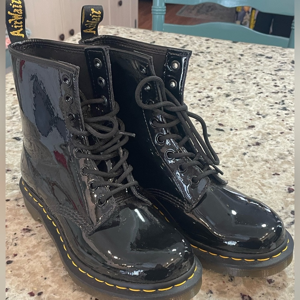 Dr Martens- 11821 Black Patent combat boots- women’s size 8